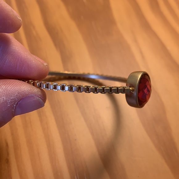 Set of green, pink, purple stone stacking bracelets. Can be worn individually. - Picture 3 of 4